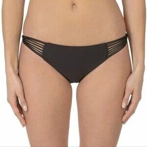 🩵MIKOH Lanai Bikini Bottom Night Black Womens Size Small Twisted Multi Strap